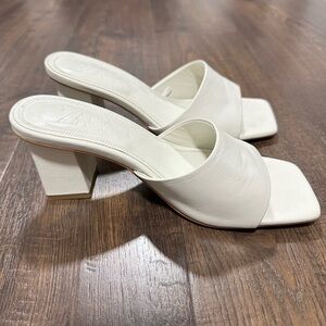 Zara Heel Sandals Mules ivory size 37 (fits 7.5 US)